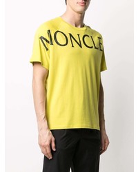 T-shirt à col rond imprimé jaune Moncler