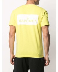 T-shirt à col rond imprimé jaune Stone Island