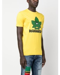 T-shirt à col rond imprimé jaune DSQUARED2