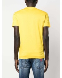 T-shirt à col rond imprimé jaune DSQUARED2