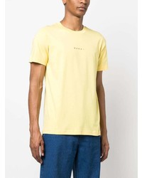 T-shirt à col rond imprimé jaune Marni