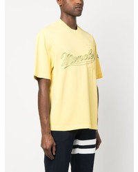 T-shirt à col rond imprimé jaune Moncler