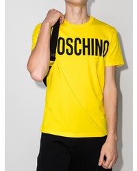 T-shirt à col rond imprimé jaune Moschino