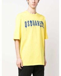 T-shirt à col rond imprimé jaune DSQUARED2