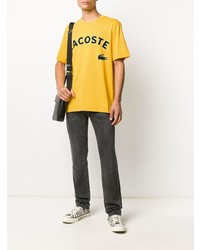 T-shirt à col rond imprimé jaune Lacoste