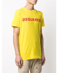 T-shirt à col rond imprimé jaune DSQUARED2