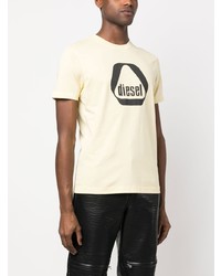 T-shirt à col rond imprimé jaune Diesel