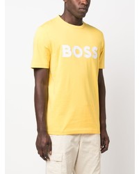 T-shirt à col rond imprimé jaune BOSS