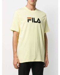 T-shirt à col rond imprimé jaune Fila