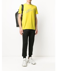 T-shirt à col rond imprimé jaune Just Cavalli