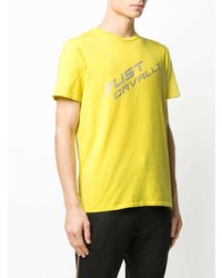 T-shirt à col rond imprimé jaune Just Cavalli