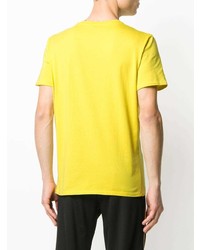 T-shirt à col rond imprimé jaune Just Cavalli