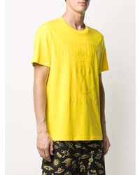 T-shirt à col rond imprimé jaune Moschino