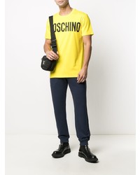 T-shirt à col rond imprimé jaune Moschino