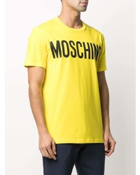 T-shirt à col rond imprimé jaune Moschino