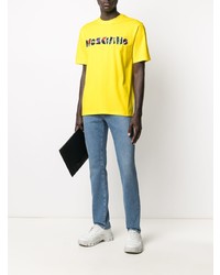 T-shirt à col rond imprimé jaune Moschino