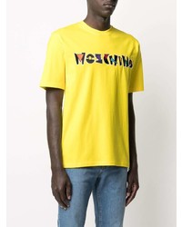 T-shirt à col rond imprimé jaune Moschino