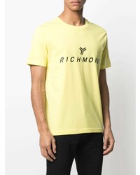 T-shirt à col rond imprimé jaune John Richmond