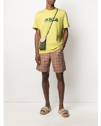 T-shirt à col rond imprimé jaune MSGM