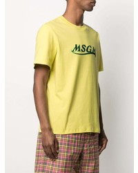 T-shirt à col rond imprimé jaune MSGM