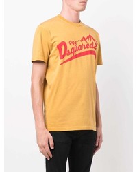 T-shirt à col rond imprimé jaune DSQUARED2