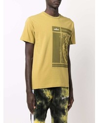 T-shirt à col rond imprimé jaune Stone Island