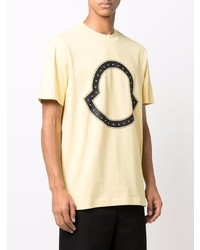 T-shirt à col rond imprimé jaune Moncler