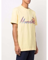 T-shirt à col rond imprimé jaune Moncler