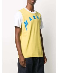 T-shirt à col rond imprimé jaune Marni