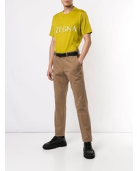 T-shirt à col rond imprimé jaune Ermenegildo Zegna
