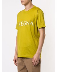 T-shirt à col rond imprimé jaune Ermenegildo Zegna