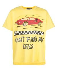 T-shirt à col rond imprimé jaune Lost Daze