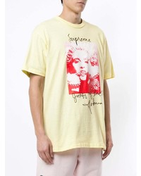 T-shirt à col rond imprimé jaune Supreme