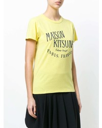 T-shirt à col rond imprimé jaune MAISON KITSUNE