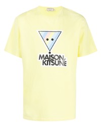 T-shirt à col rond imprimé jaune MAISON KITSUNÉ
