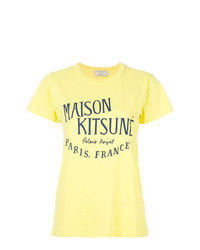 T-shirt à col rond imprimé jaune MAISON KITSUNE
