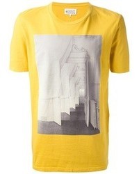 T-shirt à col rond imprimé jaune Maison Martin Margiela