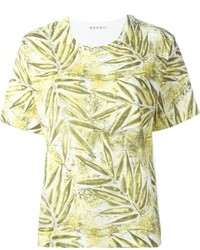 T-shirt à col rond imprimé jaune Marni