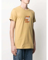 T-shirt à col rond imprimé jaune Stussy