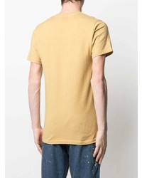 T-shirt à col rond imprimé jaune Stussy