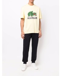 T-shirt à col rond imprimé jaune Lacoste