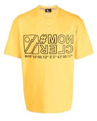 T-shirt à col rond imprimé jaune MONCLER GRENOBLE