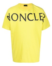 T-shirt à col rond imprimé jaune Moncler