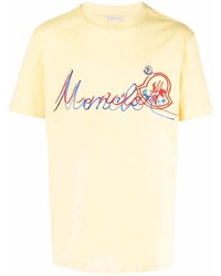 T-shirt à col rond imprimé jaune Moncler