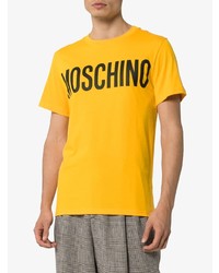 T-shirt à col rond imprimé jaune Moschino