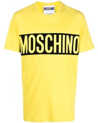 T-shirt à col rond imprimé jaune Moschino