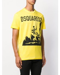 T-shirt à col rond imprimé jaune DSQUARED2