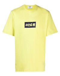 T-shirt à col rond imprimé jaune MSGM