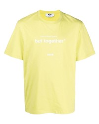 T-shirt à col rond imprimé jaune MSGM