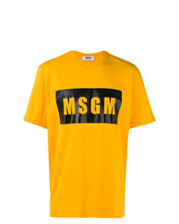 T-shirt à col rond imprimé jaune MSGM